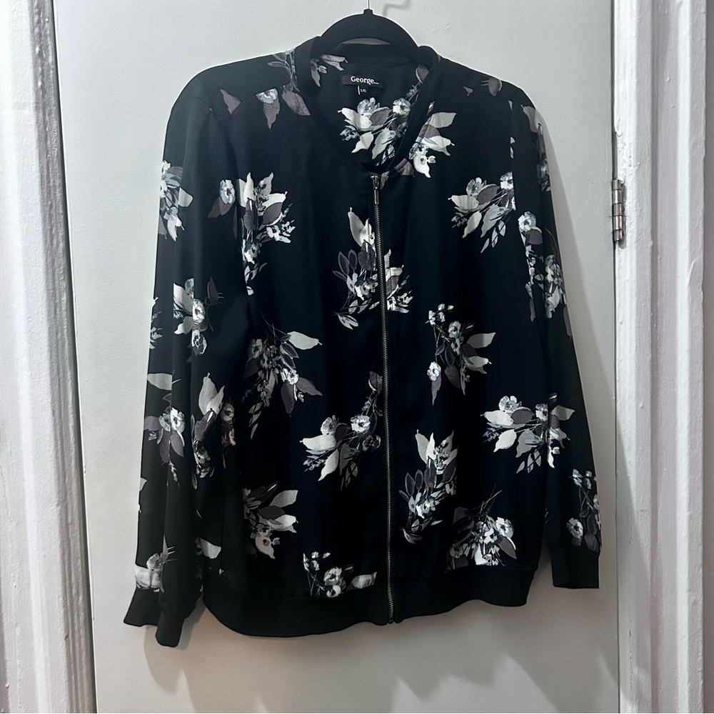 Sheer Floral Zipper shirt
